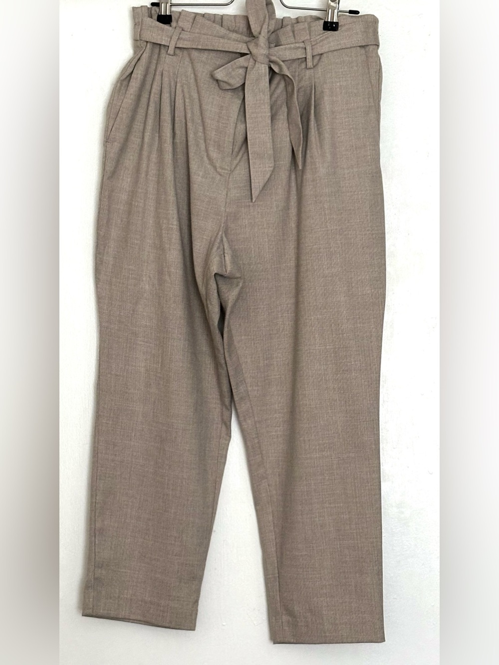 LOFT Paperbag Tie-Waist Pants Tan Size LP Petite